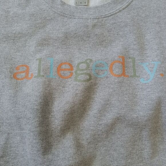 Gildan Sport Gray Allegedly Graphic Print Crew Neck Sweatshirt Adult Size Large - Picture 6 of 12